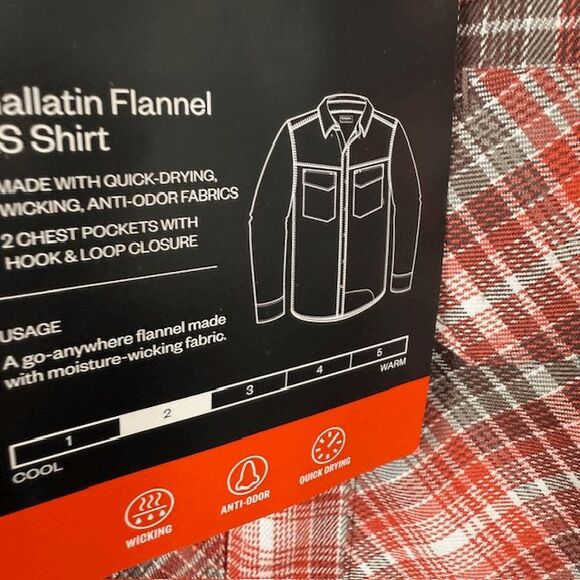 NWT SIMMS Gallatin Long Sleeve Flannel Shirt Orange Plaid Pearl Snap Size Medium - Picture 6 of 16